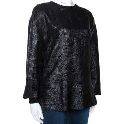 Pre Owned Stella McCartney Black Lurex Floral Silk Jacquard Donna Top S