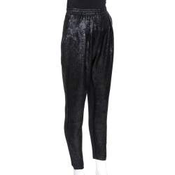Pre Owned Stella McCartney Black Lurex Floral Silk Jacquard Christine Pants S