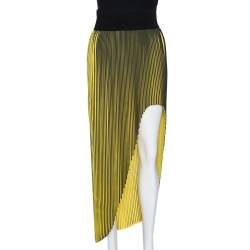 Pre Owned Stella McCartney Yellow Plisse Georgette Jeanne Asymmetric Skirt S
