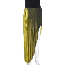 Pre Owned Stella McCartney Yellow Plisse Georgette Jeanne Asymmetric Skirt S