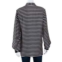 Pre Owned Stella McCartney Monochrome Silk Multiprint Long Sleeve Shirt M