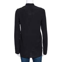 Pre Owned Stella McCartney Black Swan Embroidered Silk Shirt S