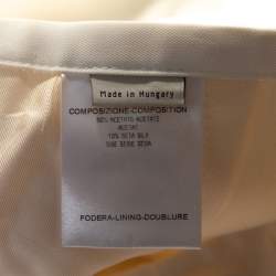 Pre Owned Stella McCartney Cream Coated Silk Button Detail Tapered Trousers S