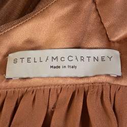 Pre Owned Stella McCartney Copper Silk Tulle Gathered Halter Neck Dress S