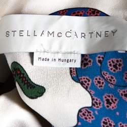 Pre Owned Stella McCartney Cream Wild Cat Print Silk Short Dress M