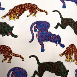 Pre Owned Stella McCartney Cream Wild Cat Print Silk Short Dress M