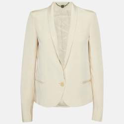 Pre Owned Stella McCartney Cream Silk Single Breasted Blazer S