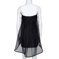 مملوكة مسبقًا Stella McCartney Black Silk Organza Overlay Strapless Dress M
