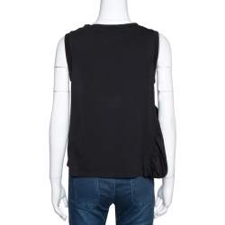 Pre Owned Stella McCartney Black Cotton Ruffled Asymmetrical Top S