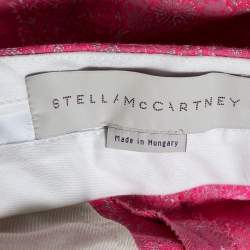 Pre Owned Stella McCartney Neon Pink Cotton Jacquard Tapered Pants S