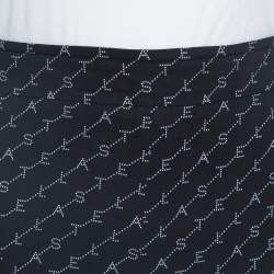 Stella McCartney Black Logo Print Silk Blend Jogger Pants L