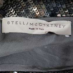 Pre Owned فستان ستيلا مكارتني شيفت أكمام قصيرة مزخرف ترتر ميتاليك مقاس وسط (ميديوم)