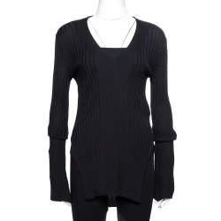 Pre Owned Stella McCartney Black Ribbed Knit Fitted Sweater M