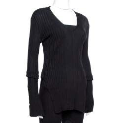 Pre Owned Stella McCartney Black Ribbed Knit Fitted Sweater M