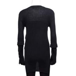 Pre Owned Stella McCartney Black Ribbed Knit Fitted Sweater M