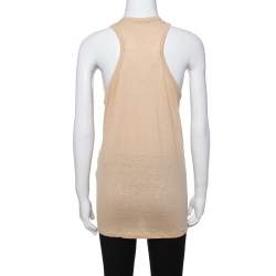 Pre Owned Stella McCartney Beige Linen & Cotton Zip Front Tank Top L