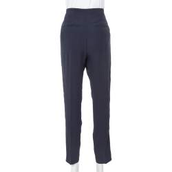 Pre Owned Stella McCartney Navy Blue Crepe Side Slit Detail Trousers S