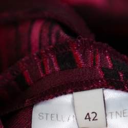 Stella McCartney Burgundy Floral Jacquard Wool Long Sleeve Dress M