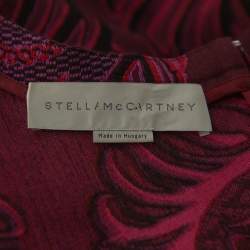 Stella McCartney Burgundy Floral Jacquard Wool Long Sleeve Dress M
