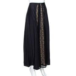Pre Owned Stella McCartney Black Silk Lace Paneled Maxi Skirt S