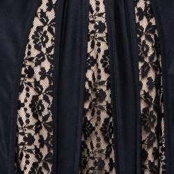 Pre Owned Stella McCartney Black Silk Lace Paneled Maxi Skirt S