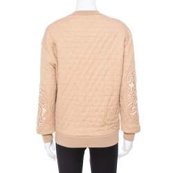 Pre Owned Stella McCartney Beige Leopard Jacquard Knit Sweatshirt L