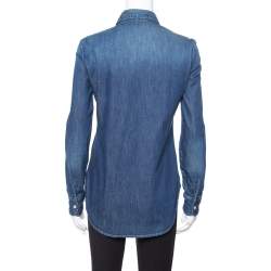 Pre Owned Stella McCartney Blue Denim Tiger Embroidered Shirt S