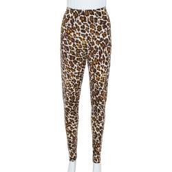 Pre Owned Stella McCartney Brown Animal Print Knit Pants M