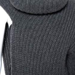 مملوكة مسبقًا سويتر ستيلا مكارتني ماكسي رقبة مرتفعة غير متماثلة تريكو كابل رصاصي مقاس وسط (ميديوم)