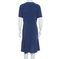 Pre Owned Stella McCartney Navy Blue Crepe Flared Midi Dress L