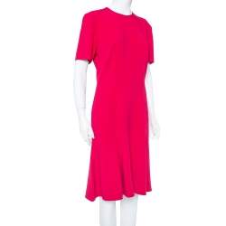 Pre Owned فستان ستيلا مكارتني متوسط الطول واسع كريب أحمر قرمزي مقاس كبير (لارج)