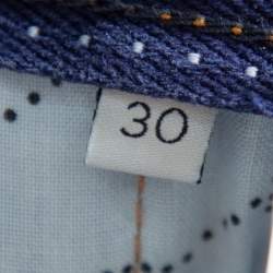 Pre Owned Stella McCartney Blue Denim Logo Tape Detail Straight Leg Jeans M