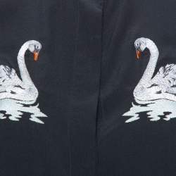 Pre Owned Stella McCartney Black Swan Embroidered Silk Shirt S