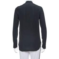 Pre Owned Stella McCartney Black Swan Embroidered Silk Shirt S