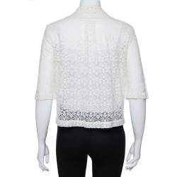 Stella McCartney Cream Lace Button Front Sheer Crop Top M