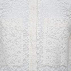 Stella McCartney Cream Lace Button Front Sheer Crop Top M