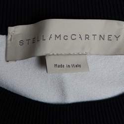 Pre Owned Stella McCartney Navy Blue & White Striped Knit Structured Midi Dress M