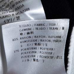 Pre Owned Stella McCartney Navy Blue & White Striped Knit Structured Midi Dress M