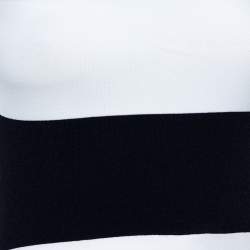 Pre Owned Stella McCartney Navy Blue & White Striped Knit Structured Midi Dress M