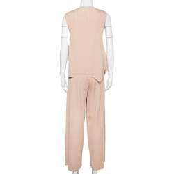 Stella McCartney Beige Rib Knit Sleeveless Flared Top & Flared Pants Set S