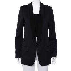 Pre Owned Stella McCartney Midnight Blue Wool Contrast Trim Detail Mathilda Blazer L