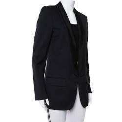 Pre Owned Stella McCartney Midnight Blue Wool Contrast Trim Detail Mathilda Blazer L