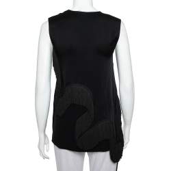 Pre Owned Stella McCartney Black Crepe Fringe Detail Sleeveless Top S