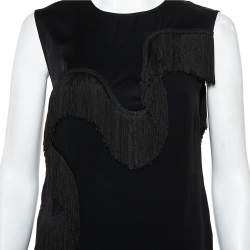 Pre Owned Stella McCartney Black Crepe Fringe Detail Sleeveless Top S