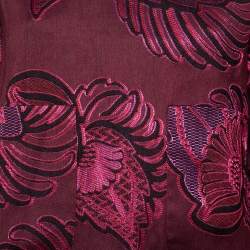 Pre Owned Stella McCartney Burgundy Floral Jacquard Wool Hi-Low Hem Top S