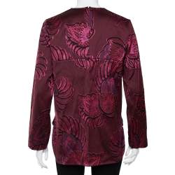 Pre Owned Stella McCartney Burgundy Floral Jacquard Wool Hi-Low Hem Top S