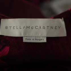Pre Owned Stella McCartney Burgundy Floral Jacquard Wool Hi-Low Hem Top S