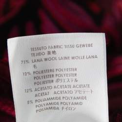 Pre Owned Stella McCartney Burgundy Floral Jacquard Wool Hi-Low Hem Top S