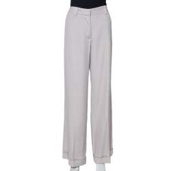 Stella McCartney Ecru Silk Blend Wide Leg Trousers M