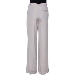 Stella McCartney Ecru Silk Blend Wide Leg Trousers M